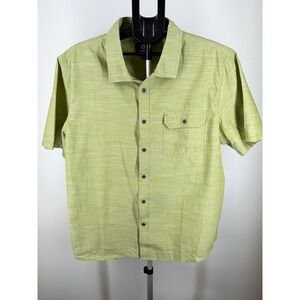 Guide Gear Mens XL Short Sleeve Button Down Shirt Lime Green Textured Cotton